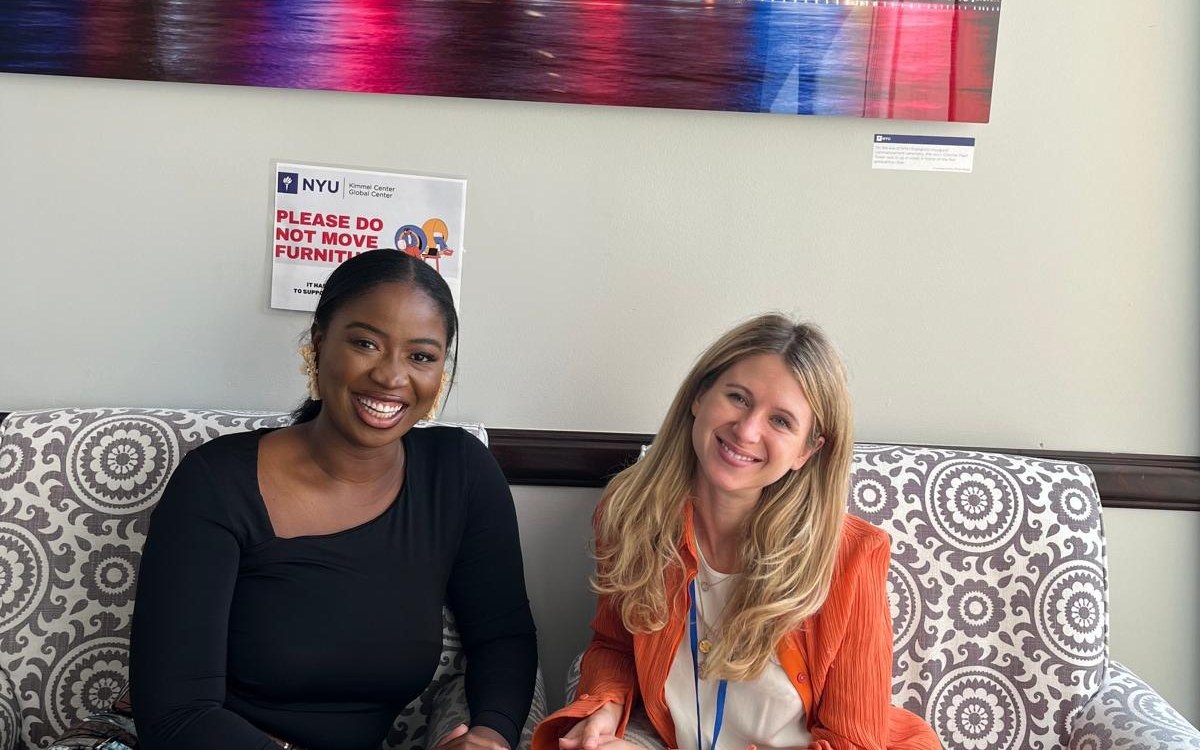 Founder with a partner at the NYU Global Center